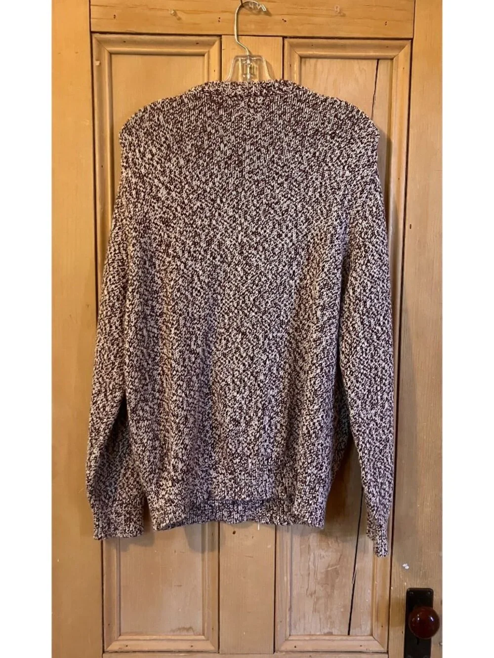 J.Crew Men Marled Cotton Crewneck Herringbone Sweater Medium Brown White SP NWOT